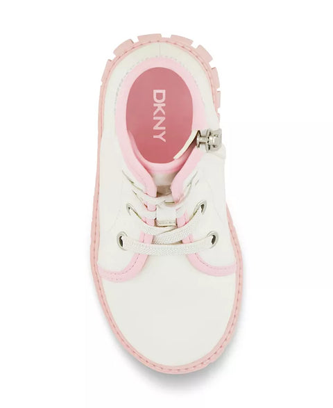 DKNY Baby Girl's Off White & Pink Shimmery Carrie Logo Stones Combat Boot|DKNY In Lebanon