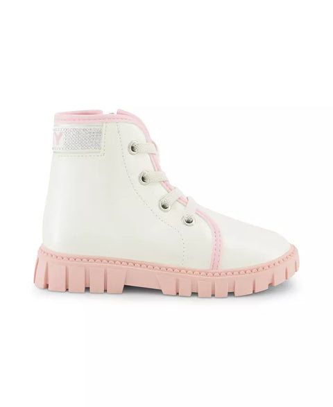 DKNY Baby Girl's Off White & Pink Shimmery Carrie Logo Stones Combat Boot|DKNY In Lebanon