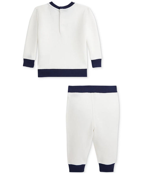 Polo Ralph Lauren Baby's White Fleece Sweatshirt & Jogger Pants Set | Polo Ralph Lauren In Lebanon