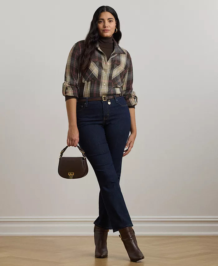 Lauren Ralph Lauren Women's Multi-Brown Plus Size Plaid Shirt | Lauren Ralph Lauren In Lebanon