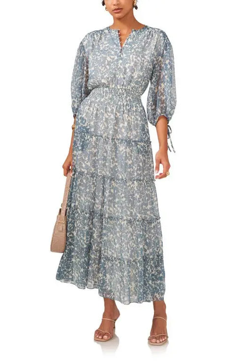 1.State Women's Blue Floral Chiffon Maxi Dress | 1.State In Lebanon
