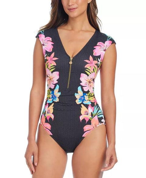 Bleu Rod Beattie Women's Multicolor Cap-Sleeve One Piece Swimsuit | Blue Rod Beattie In Lebanon