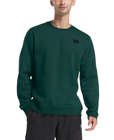 Reebok Men's Green Identity Vector Logo-Print Fleece Sweatshirt | Reebok In Lebanon