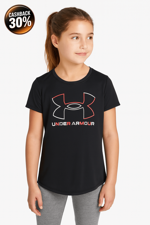 Under Armour Girl's Black T-Shirt ABFK1935