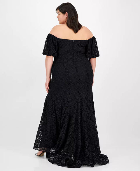 Emerald Sundae Women's Black Plus Size Off-the-Shoulder Lace Dress | Emerald Sundae In Lebanon