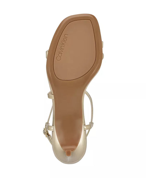 Calvin Klein Women's Gold Ishaya Strappy Low Stiletto Sandals|Calvin Klein In Lebanon