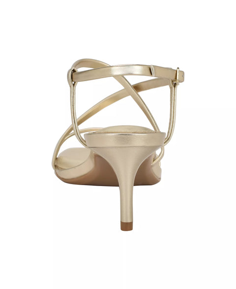 Calvin Klein Women's Gold Ishaya Strappy Low Stiletto Sandals|Calvin Klein In Lebanon