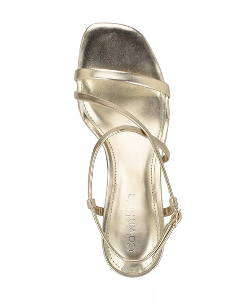 Calvin Klein Women's Gold Ishaya Strappy Low Stiletto Sandals|Calvin Klein In Lebanon