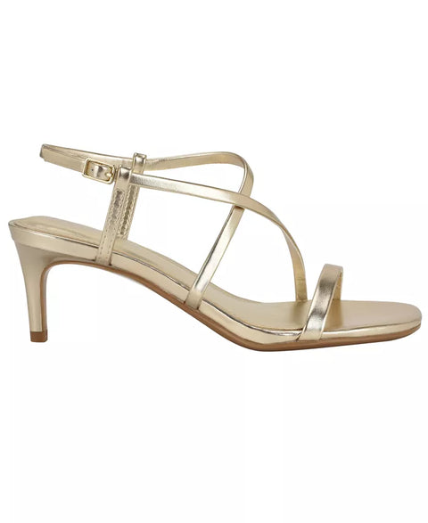 Calvin Klein Women's Gold Ishaya Strappy Low Stiletto Sandals|Calvin Klein In Lebanon