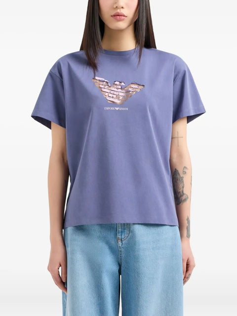 Emporio Armani Women's Purple Logo Graphic T-Shirt | Emporio Armani In Lebanon