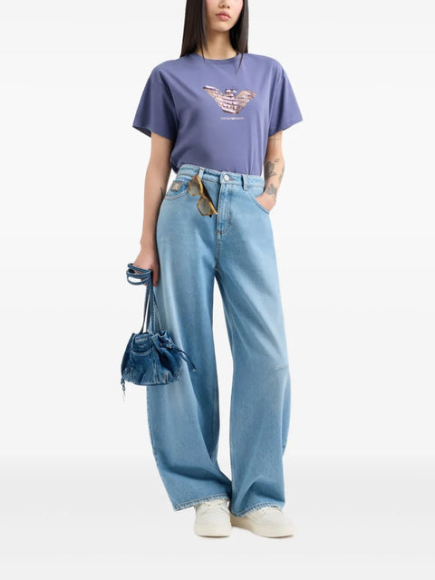 Emporio Armani Women's Purple Logo Graphic T-Shirt | Emporio Armani In Lebanon