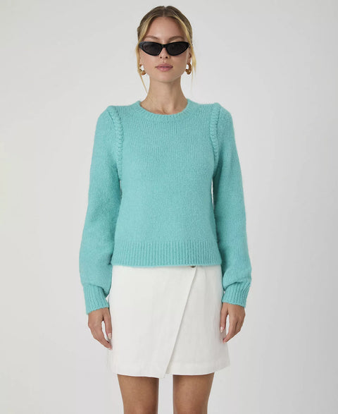 French Connection Women's Aqua Braided-Trim Fluffy-Knit Sweater | French Connection In Lebanon