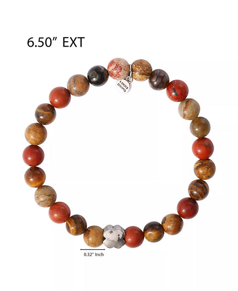 Lucky Brand Men's Stretch Beaded Bracelet With Clover Logo and Jasper Beads | Lucky Brand In Lebanon