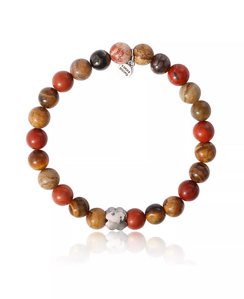 Lucky Brand Men's Stretch Beaded Bracelet With Clover Logo and Jasper Beads | Lucky Brand In Lebanon