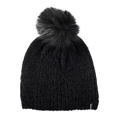 Isotoner Signature Women's Black Solid Faux Fur Pom Chenille Knit Hat | Isotoner Signature In Lebanon