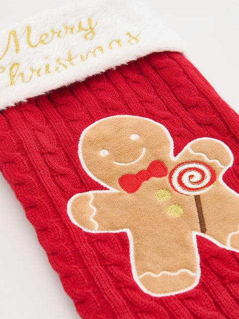 Reserved Red Printed Christmas Stocking |Reserved In Lebanon