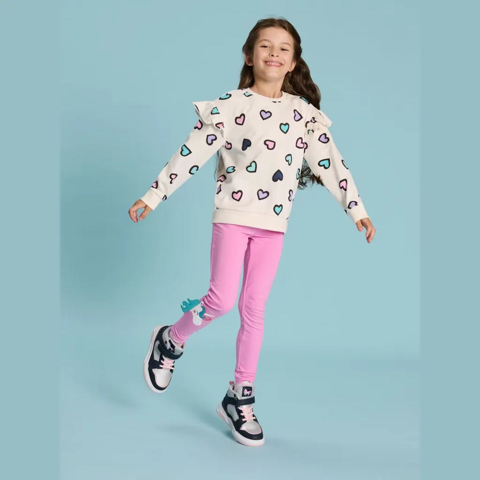 Sinsay Girl's White Multi Hearts with Ruffles Sweatshirt