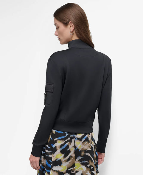 DKNY Women's Black Stand-Collar Satin-Cargo-Pocket Scuba Jacket | DKNY In Lebanon