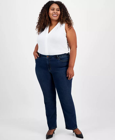 Jones New York Women's Dark Blue Plus Size Lexington Straight-Leg Jeans | Jones New York In Lebanon