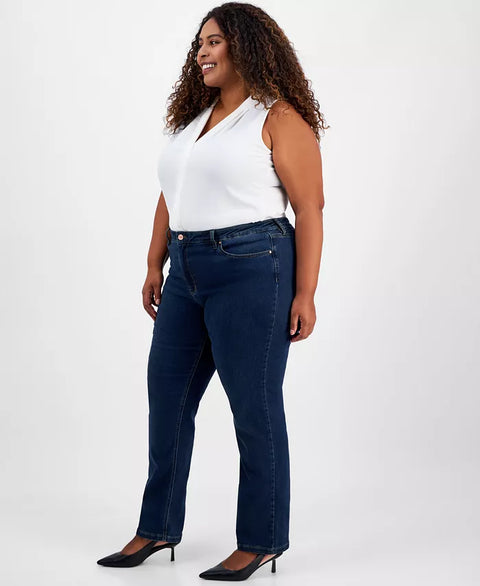 Jones New York Women's Dark Blue Plus Size Lexington Straight-Leg Jeans | Jones New York In Lebanon