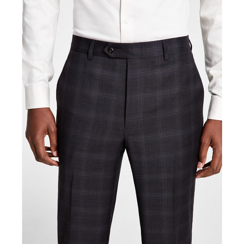 Michael Kors Men's Dark Gray Checked Plaid Classic-Fit Wool-Blend Stretch Pant | Michael Kors In Lebanon