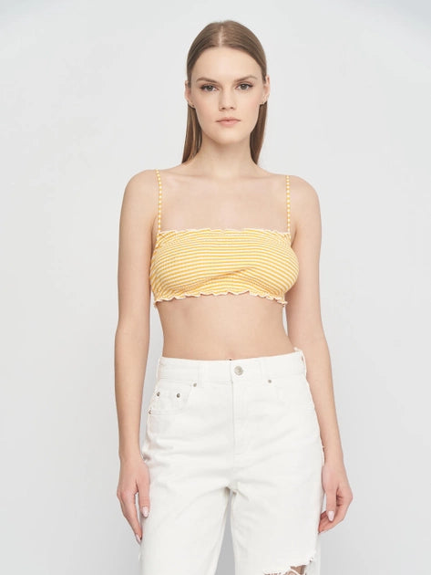 Yellow tube top with top straps