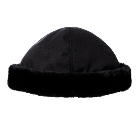 Isotoner Women's Black Microsuede with Faux Fur Cuff  Hat  |Isotoner  in Lebanon