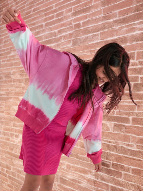 Sinsay Girl's Pink Tie Dye Hooded Jacket | Sinsay In Lebanon