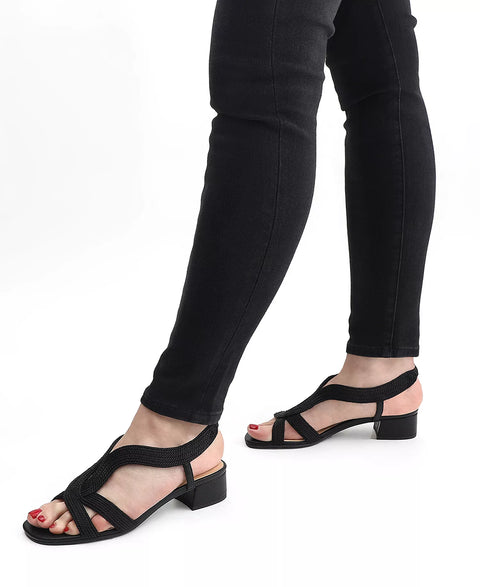 Easy Street  Women's Black Festival Block Heel Sandals  | Easy Street in Lebanon