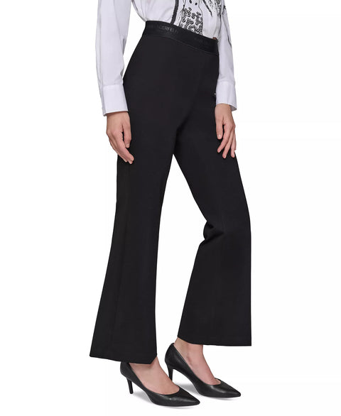 Karl Lagerfeld Women's Black Petite Mid-Rise Logo Waistband Pants | Karl Lagerfeld In Lebanon