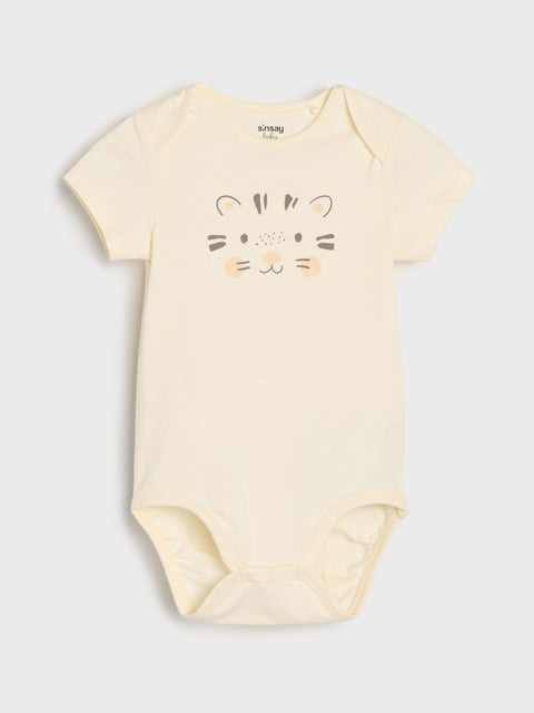 Sinsay Baby Girl's Beige Printed Short Sleeves Bodysuits | Sinsay In Lebanon