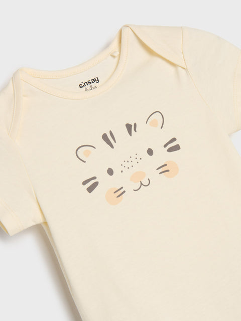 Sinsay Baby Girl's Beige Printed Short Sleeves Bodysuits | Sinsay In Lebanon