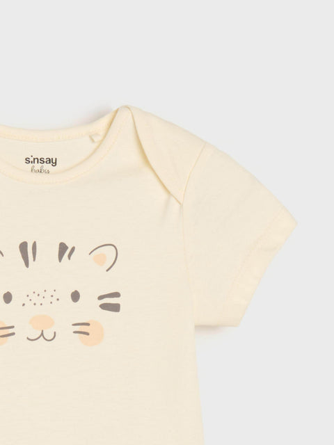 Sinsay Baby Girl's Beige Printed Short Sleeves Bodysuits | Sinsay In Lebanon