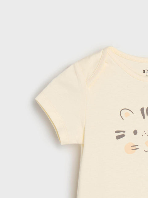 Sinsay Baby Girl's Beige Printed Short Sleeves Bodysuits | Sinsay In Lebanon