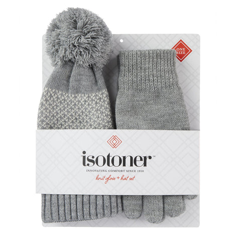 Isotoner Women's Grey Knit Glove and Hat Gift Set | Isotoner In Lebanon