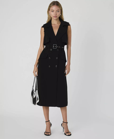 French Connection Women's Black Azra Sleeveless Twill Trench Dress |French Connection In Lebanon