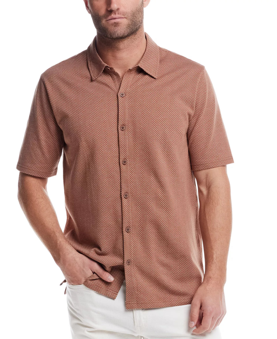 Weatherproof Vintage Men's Brown Twill Short-Sleeve Button Shirt|Weatherproof Vintage In Lebanon