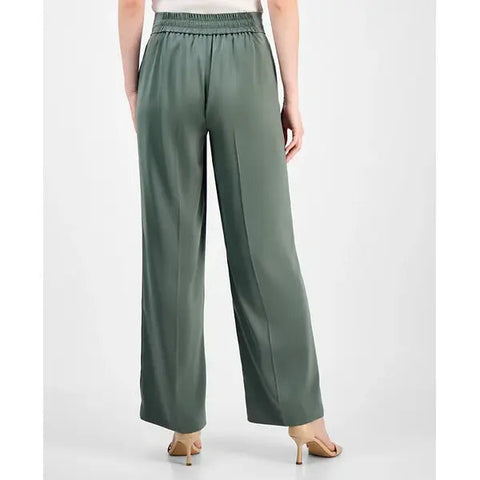 Anne Klein Women's Khaki Green High Rise Wide Leg Pants | Anne Klein In Lebanon