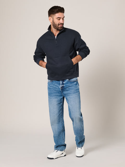 Sinsay Men's Navy 1/4 Zip Stand Up Collar Sweatshirt|Sinsay In Lebanon
