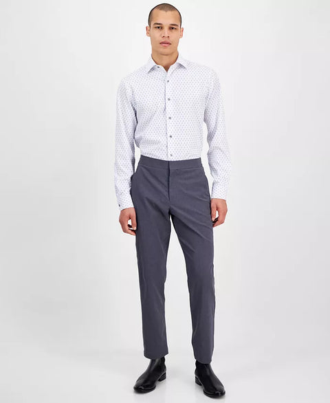 Alfani Men's White Slim Fit Long Sleeve Button-Front Dash Diamond Print Shirt |Alfani In Lebanon