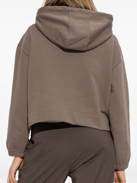 Emporio Armani Women's Brown Logo-Embroidered Zip-Up Hooded Jacket | Emporio Armani In Lebanon