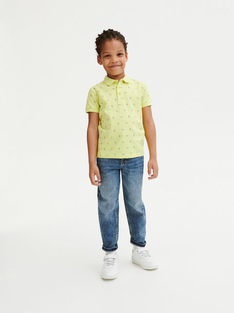 Reserved Boy's Yellow Fine Pattern Polo T-Shirt | Reserved In Lebanon