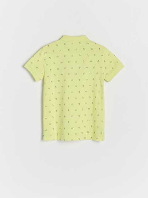 Reserved Boy's Yellow Fine Pattern Polo T-Shirt | Reserved In Lebanon