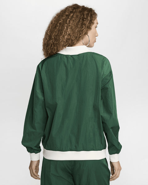 Nike Women's Green Sportswear Essential Loose UV Woven Long-Sleeve V-Neck Blouse | Nike In Lebanon
