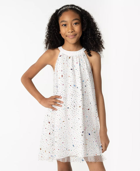 Sparkle & Shine Girl's White Gem Halter Dress | Sparkle & Shine In Lebanon