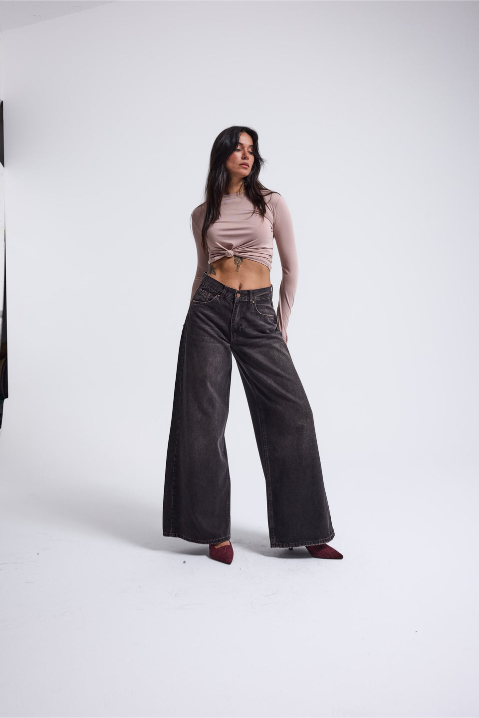 It's Basic Women Dark Denim Palazzo Jeans 3096