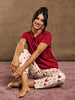 Sinsay Women's Burgundy & White Two-Piece Pajama Set | Sinsay In Lebanon