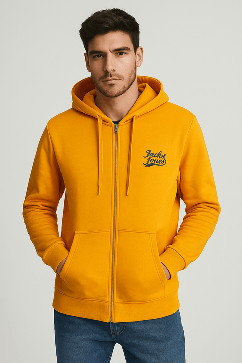 Jack & Jones Men's Light Orange Zip-Up Hooded Jacket | Jack & Jones In Lebanon