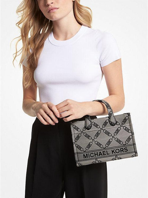 Michael Kors Women's Grey Gigi Small Empire Logo Jacquard Messenger Hand Bag | Michael Kors In Lebanon