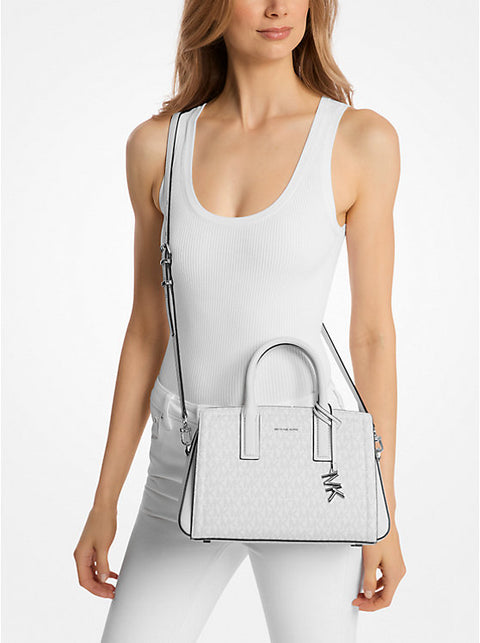 Michael Kors Women's White Laila Small Signature Logo Satchel Hand Bag | Michael Kors In Lebanon